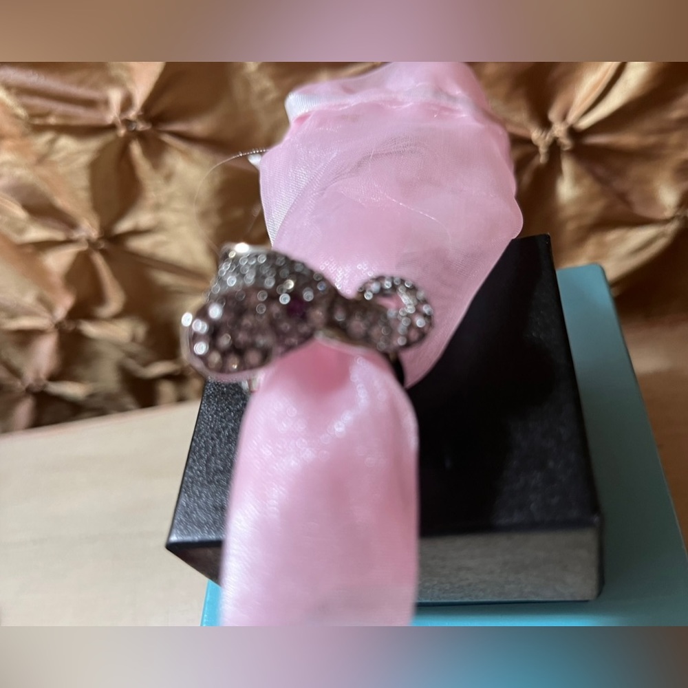 Sima K NWT White Topaz & Ruby Sterling Elephant Ring